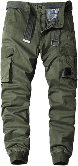 ebossy Men's Multi-Pocket Military Combat Ripstop Jogger Cargo Pants with Rib Cuff