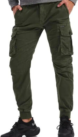 ebossy Men's Multi-Pocket Military Combat Ripstop Jogger Cargo Pants with Rib Cuff
