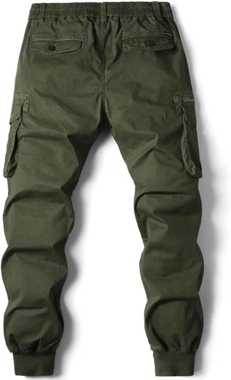 ebossy Men's Multi-Pocket Military Combat Ripstop Jogger Cargo Pants with Rib Cuff