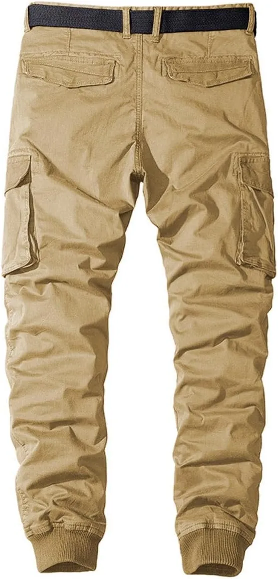 ebossy Men's Multi-Pocket Military Combat Ripstop Jogger Cargo Pants with Rib Cuff
