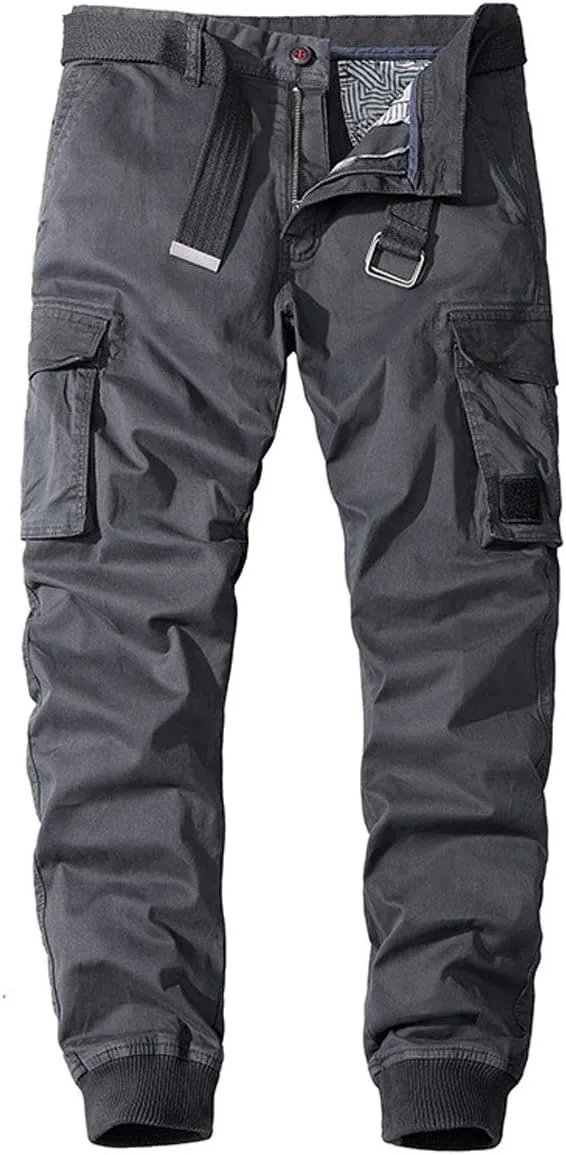 ebossy Men's Multi-Pocket Military Combat Ripstop Jogger Cargo Pants with Rib Cuff