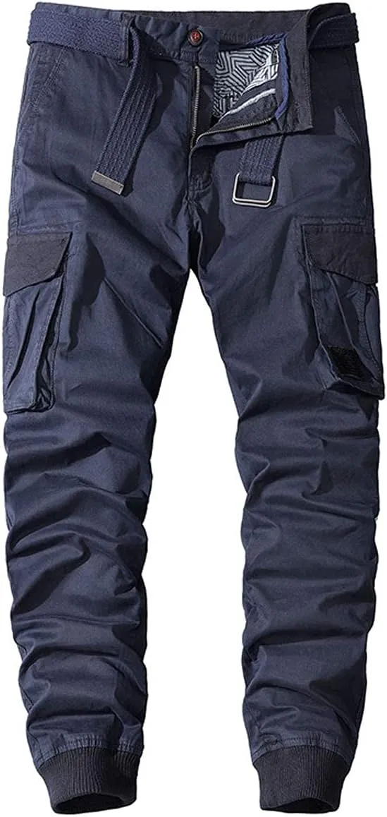 ebossy Men's Multi-Pocket Military Combat Ripstop Jogger Cargo Pants with Rib Cuff