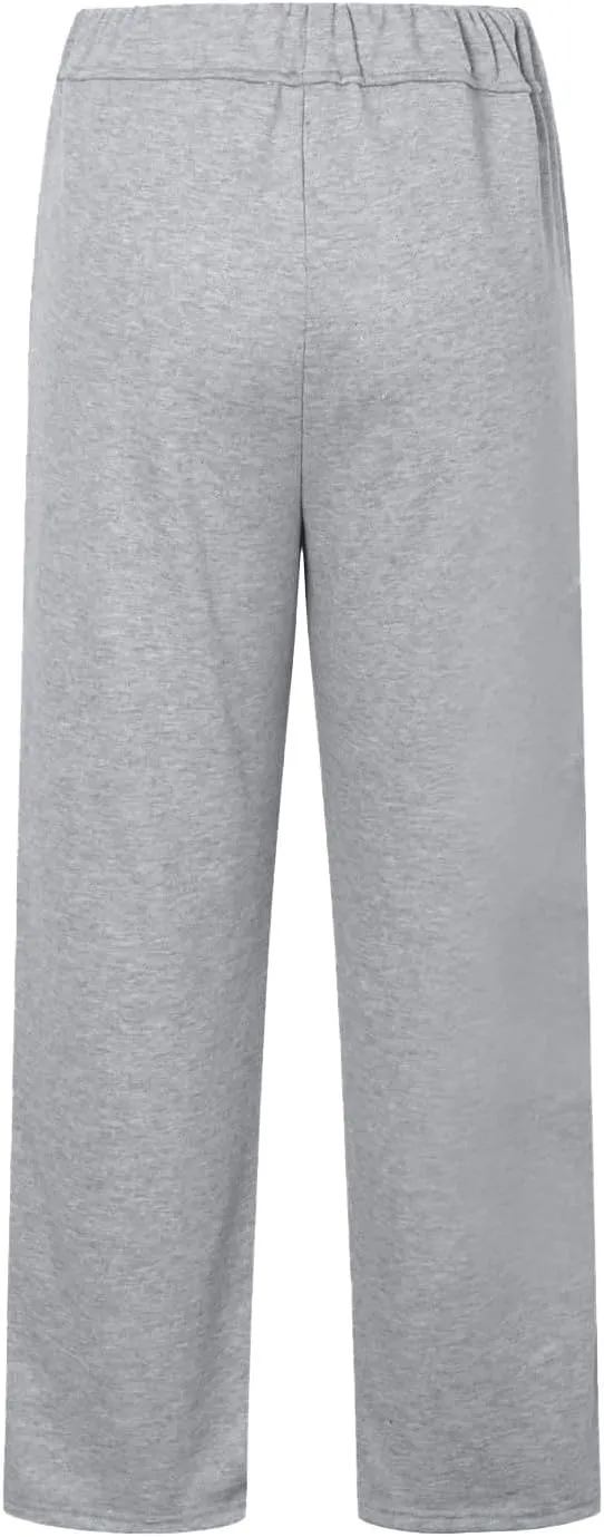 fanmpghleoo Wide Leg Sweatpants Women Baggy Fleece Lined High Waisted Joggers with Pockets Casual Athletic Jogger Sweat Pants