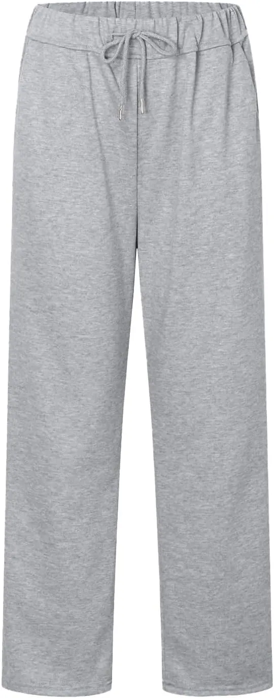 fanmpghleoo Wide Leg Sweatpants Women Baggy Fleece Lined High Waisted Joggers with Pockets Casual Athletic Jogger Sweat Pants