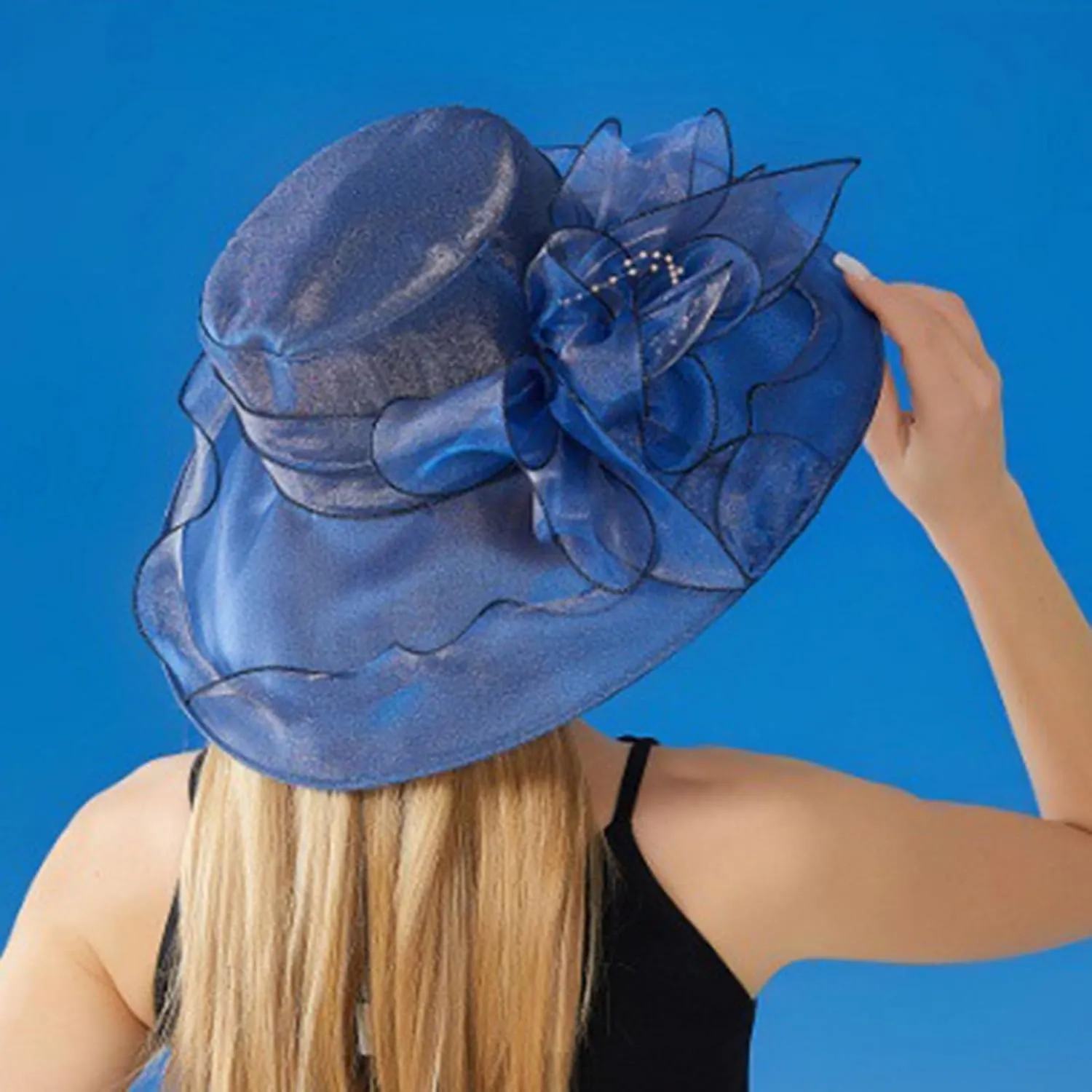 Fascinator Derby Hats for Women 2025 British Organza Church Wide Brim Bridal Tea Party Pearl Floral Bowler Hat Cap