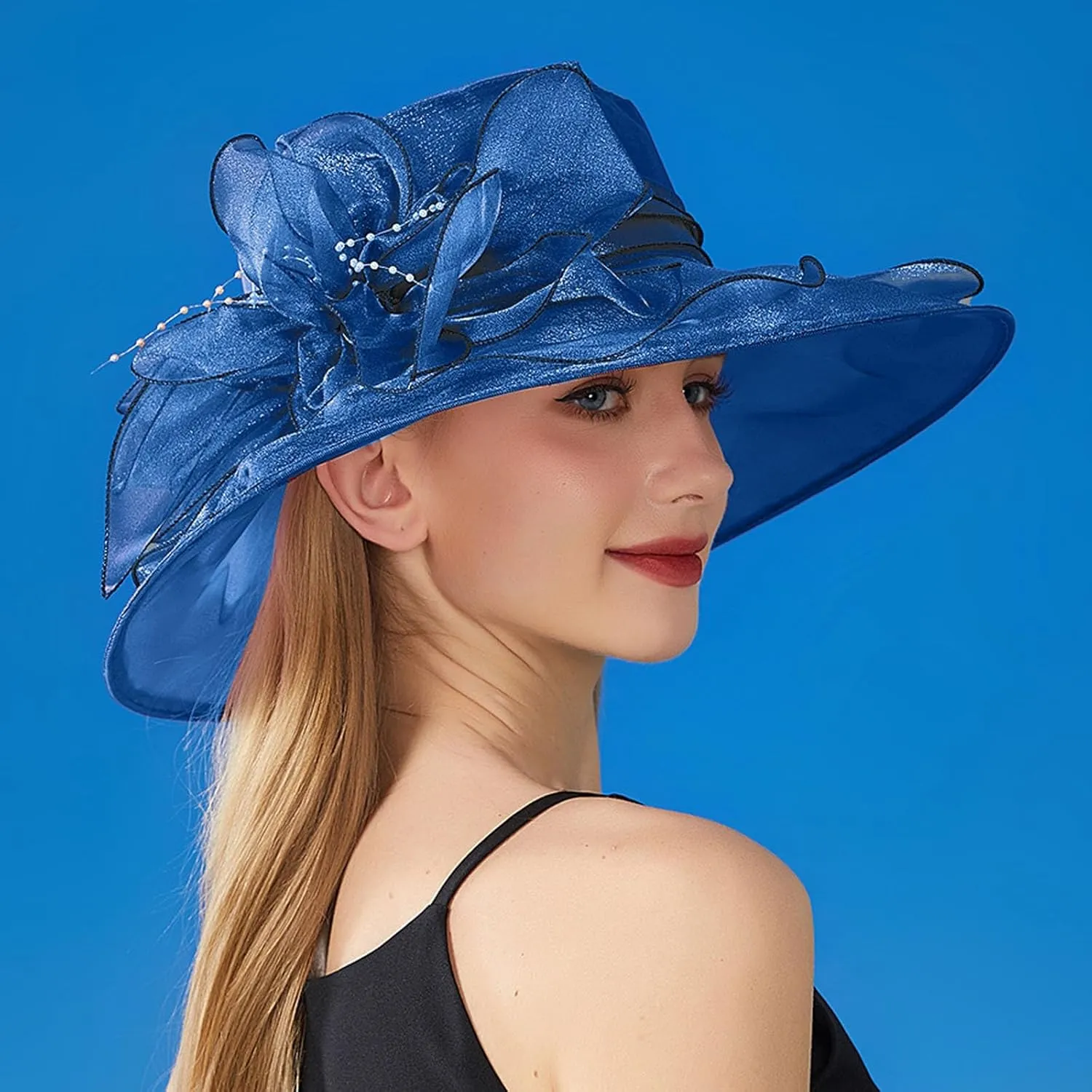 Fascinator Derby Hats for Women 2025 British Organza Church Wide Brim Bridal Tea Party Pearl Floral Bowler Hat Cap