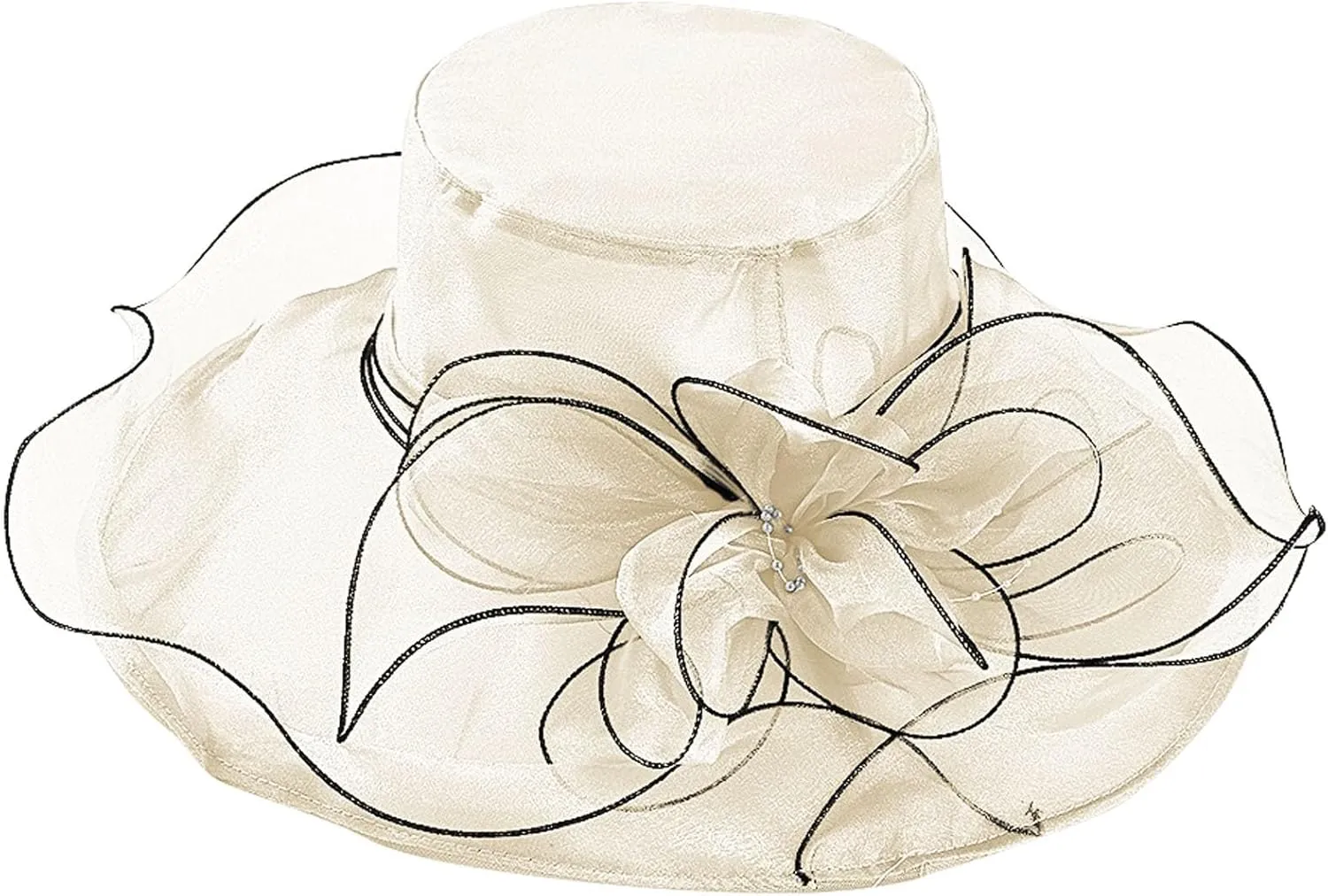Fascinator Derby Hats for Women 2025 British Organza Church Wide Brim Bridal Tea Party Pearl Floral Bowler Hat Cap