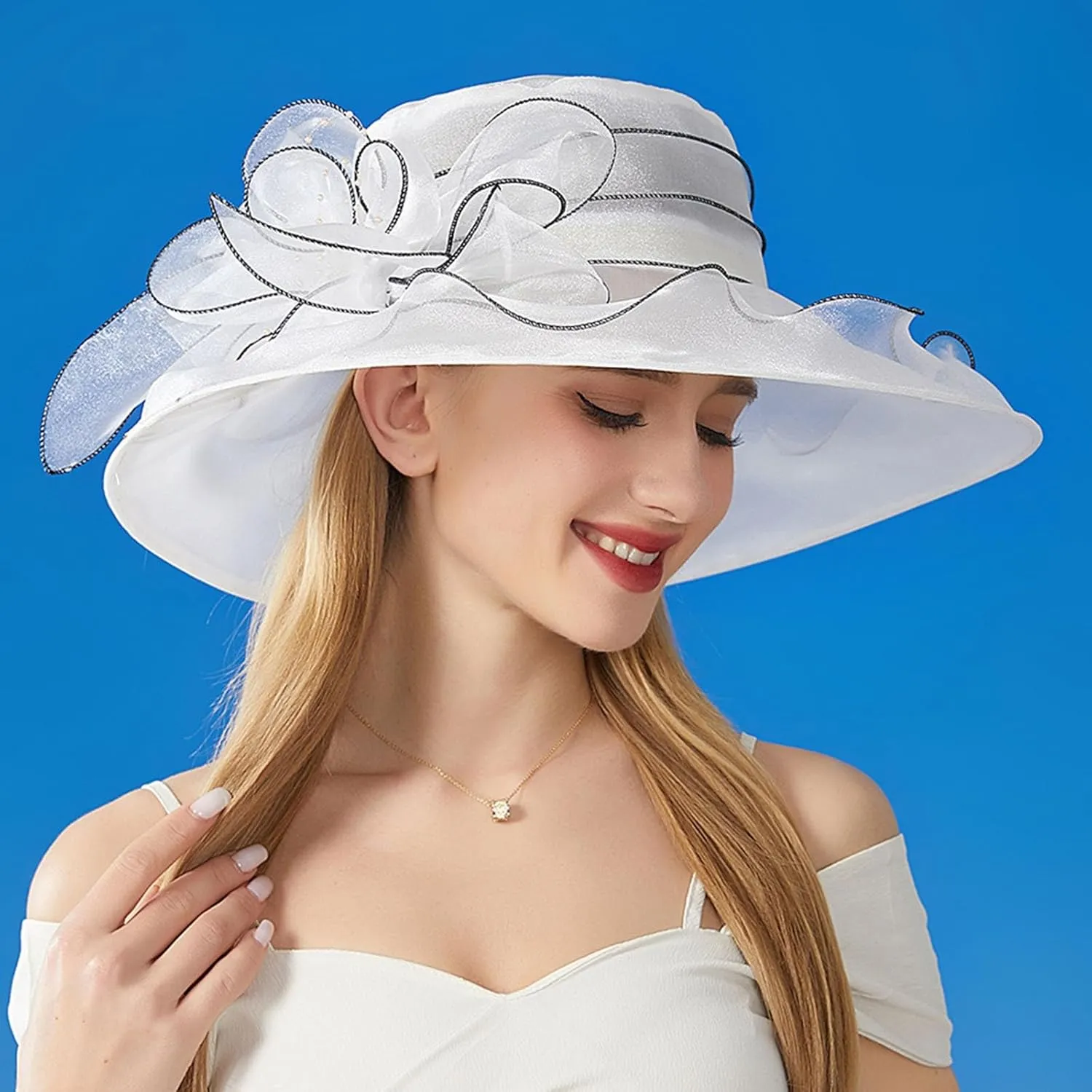 Fascinator Derby Hats for Women 2025 British Organza Church Wide Brim Bridal Tea Party Pearl Floral Bowler Hat Cap