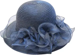 Fascinator Hat for Women Tea Party Easter Outfits Wide Brim Organza Flower Derby Church Bucket Hats Bridal Sunhat