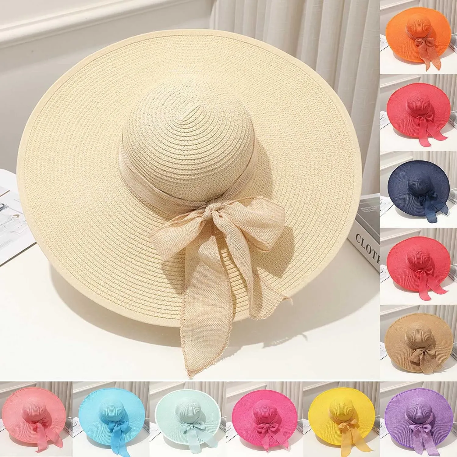 Fascinator Hats for Women Tea Party Ladies Wide Flat Brim Bucket Sun Hat Fashion Big Sunhat Derby Easter Outfit