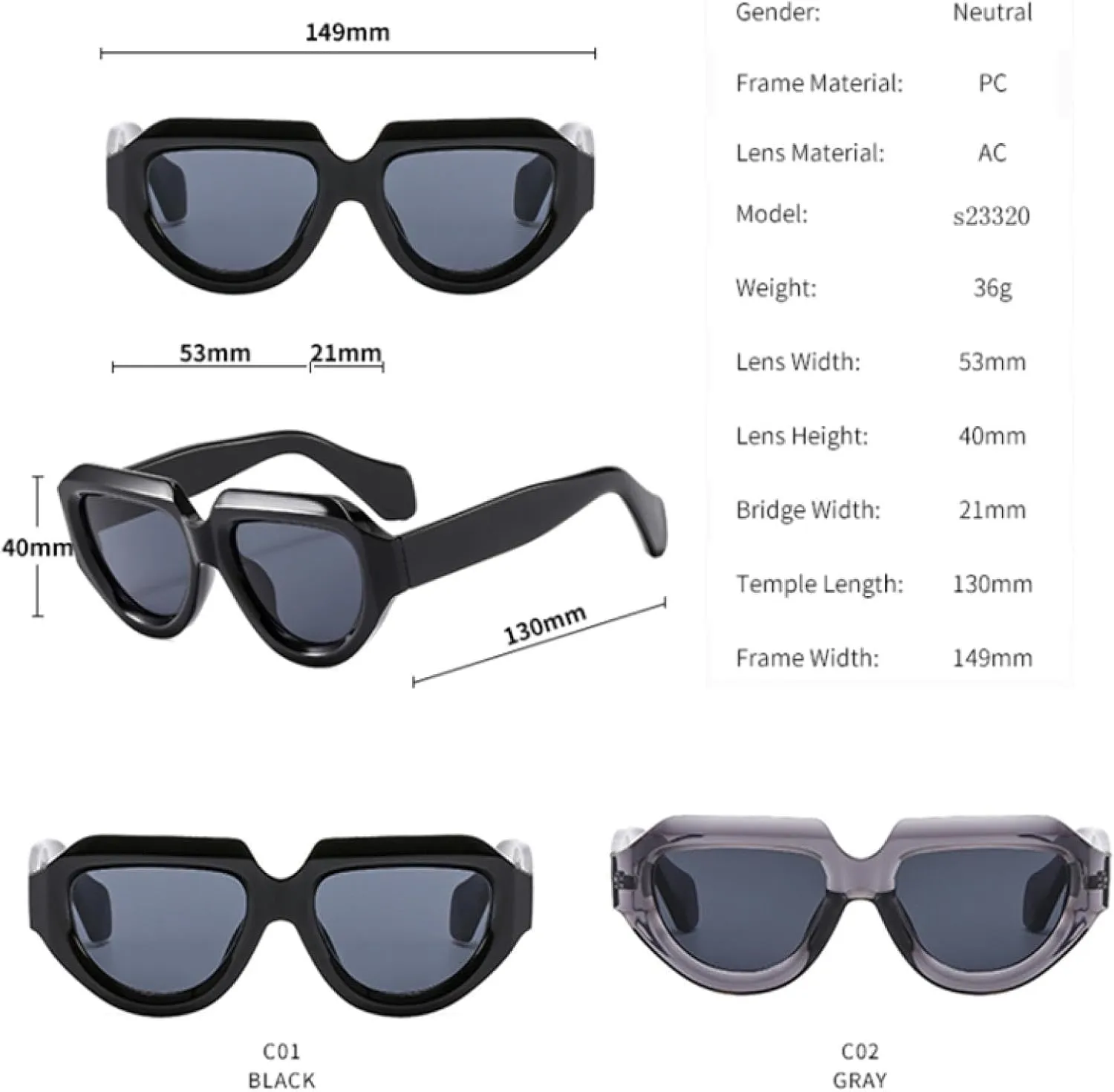 Fashion Trend Retro Cut Edge Oval Wide Mirror Leg Sun Glasses Polygonal Personalized Large Frame