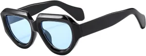 Fashion Trend Retro Cut Edge Oval Wide Mirror Leg Sun Glasses Polygonal Personalized Large Frame