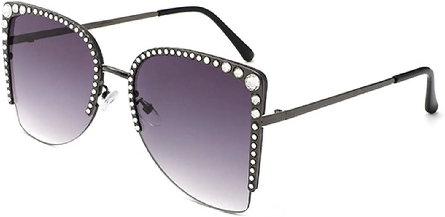 Fashion Vintage Diamond Cat Eye Sunglasses Women Crystal Rhinestone Sun Glasses Trend Luxury Ladies Metal Shades
