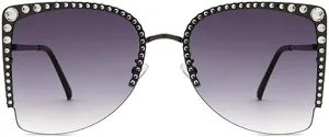 Fashion Vintage Diamond Cat Eye Sunglasses Women Crystal Rhinestone Sun Glasses Trend Luxury Ladies Metal Shades