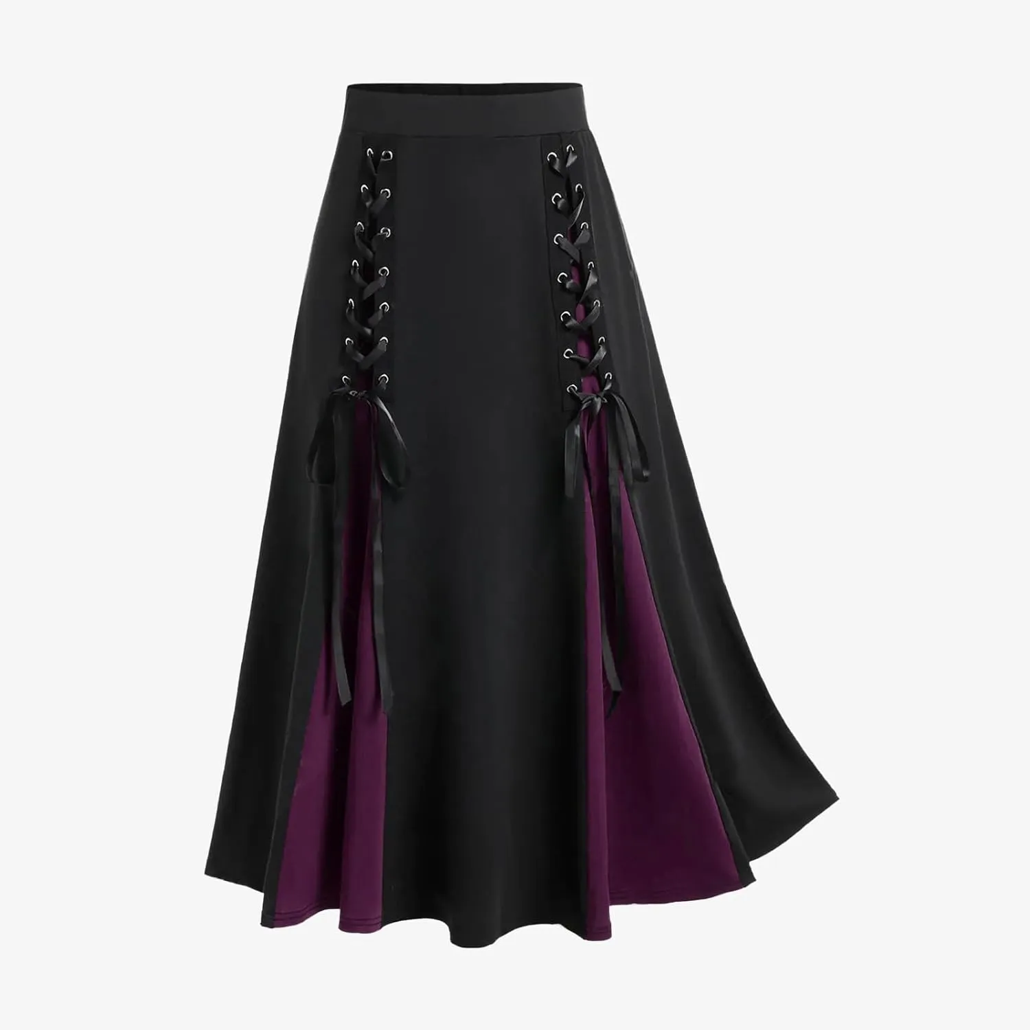 Firzero Gothic Skirt for Women Steampunk Gothic Skirt High Slit Pleated Long Maxi Skirts High Waist Punk Goth Skirts