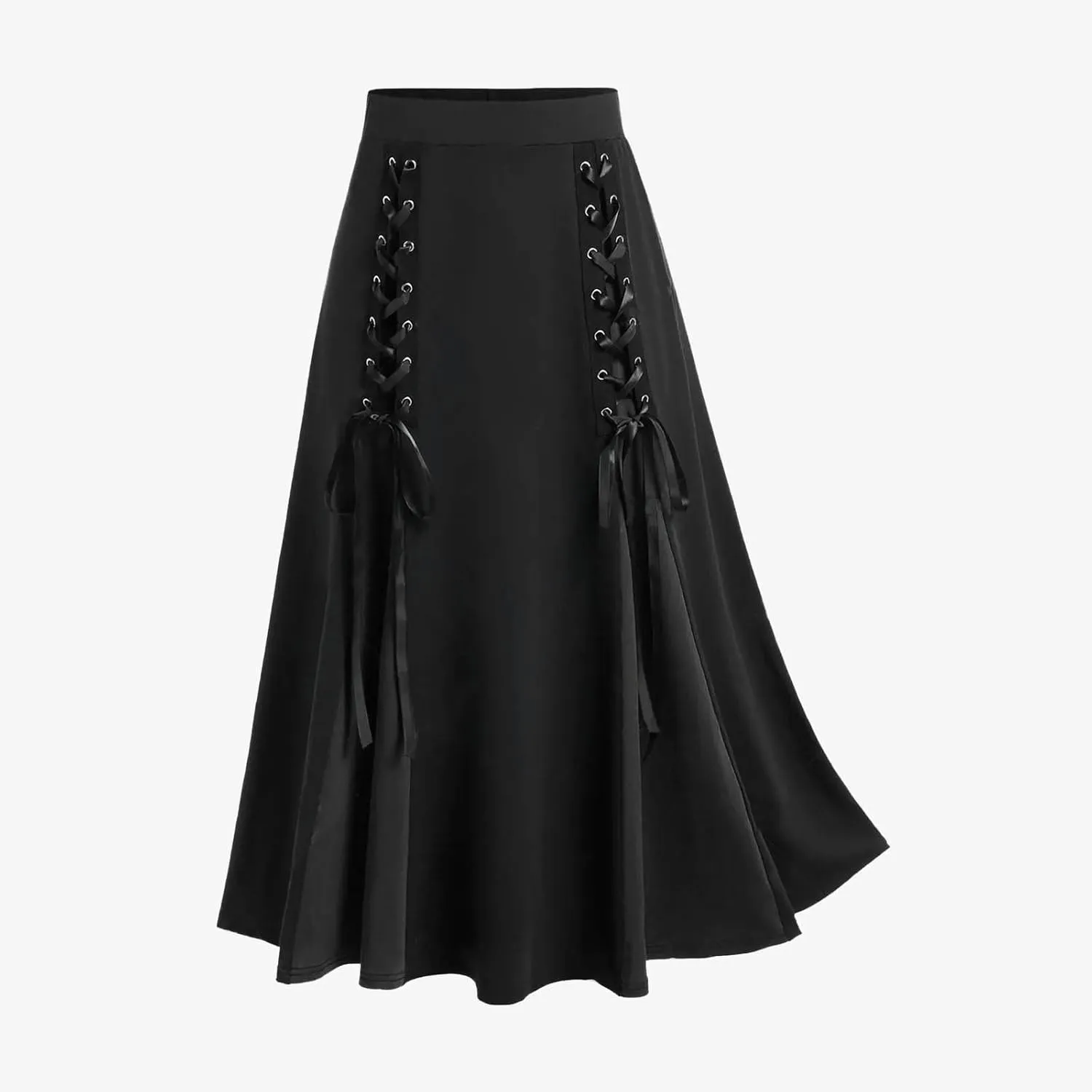 Firzero Gothic Skirt for Women Steampunk Gothic Skirt High Slit Pleated Long Maxi Skirts High Waist Punk Goth Skirts