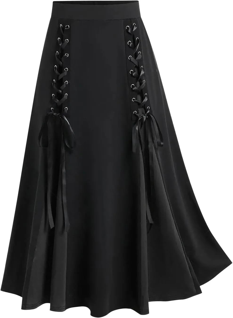 Firzero Gothic Skirt for Women Steampunk Gothic Skirt High Slit Pleated Long Maxi Skirts High Waist Punk Goth Skirts