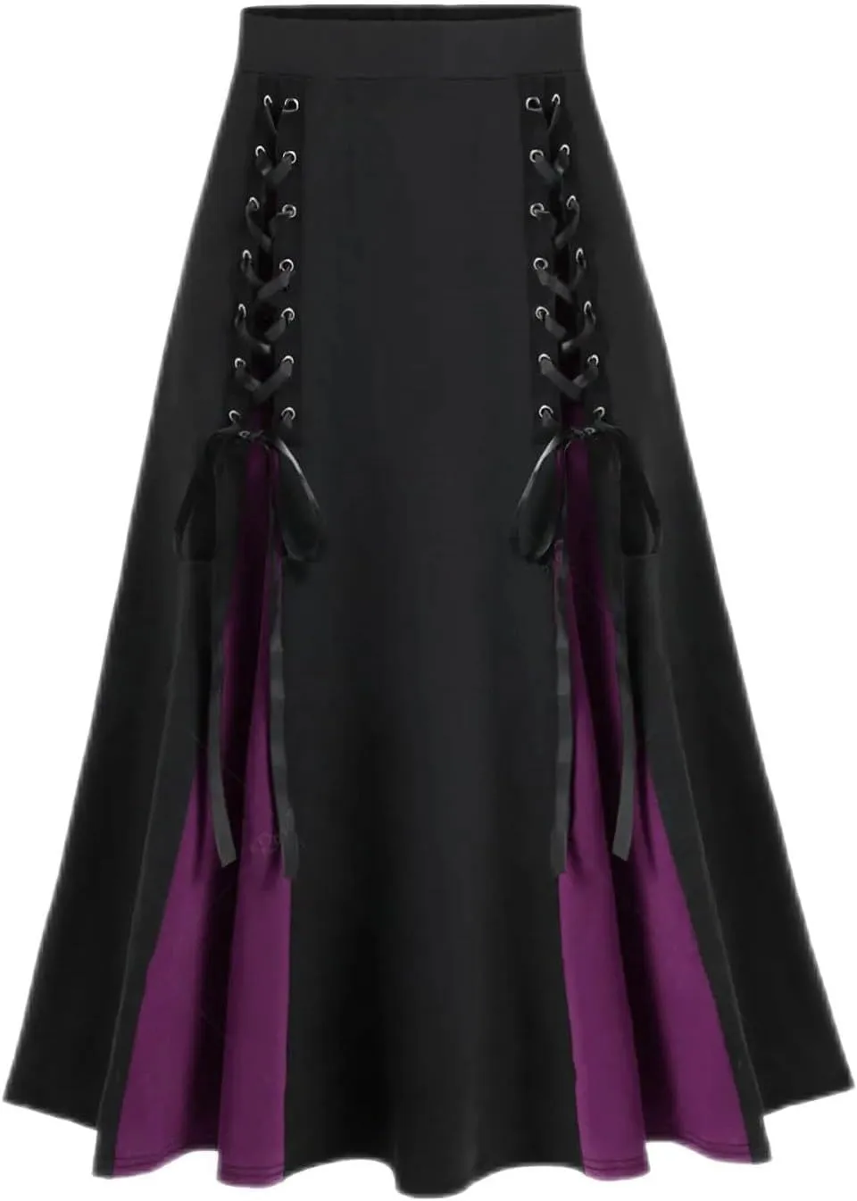 Firzero Gothic Skirt for Women Steampunk Gothic Skirt High Slit Pleated Long Maxi Skirts High Waist Punk Goth Skirts