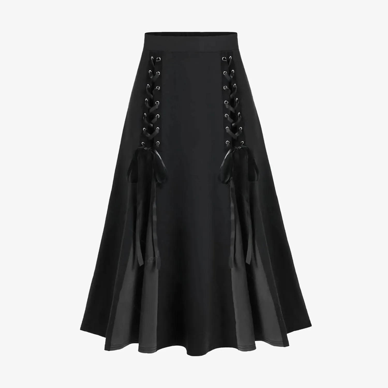 Firzero Gothic Skirt for Women Steampunk Gothic Skirt High Slit Pleated Long Maxi Skirts High Waist Punk Goth Skirts