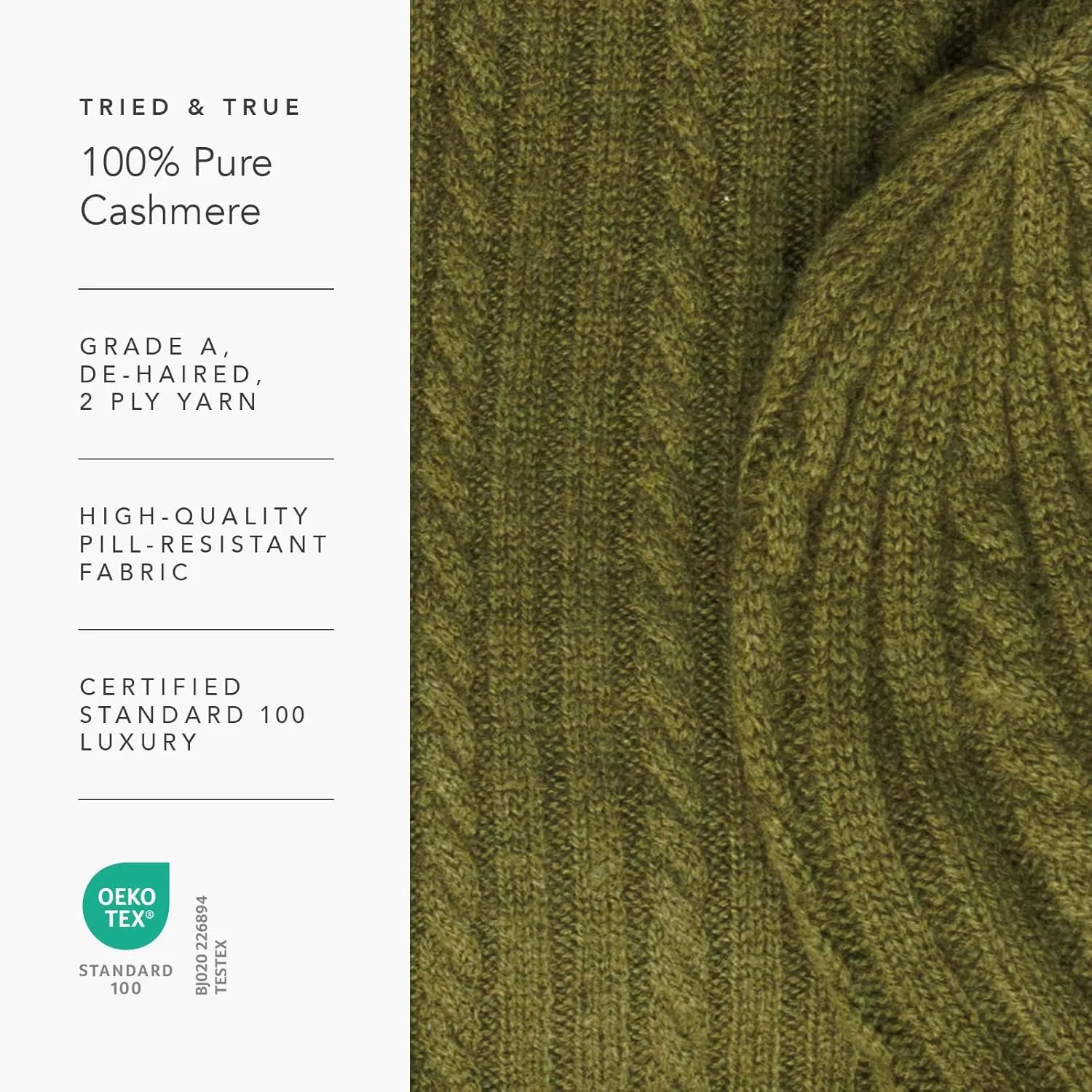 Fishers Finery Women's 100% Pure Cashmere Cable Knit Hat; Super Soft; Cuffed