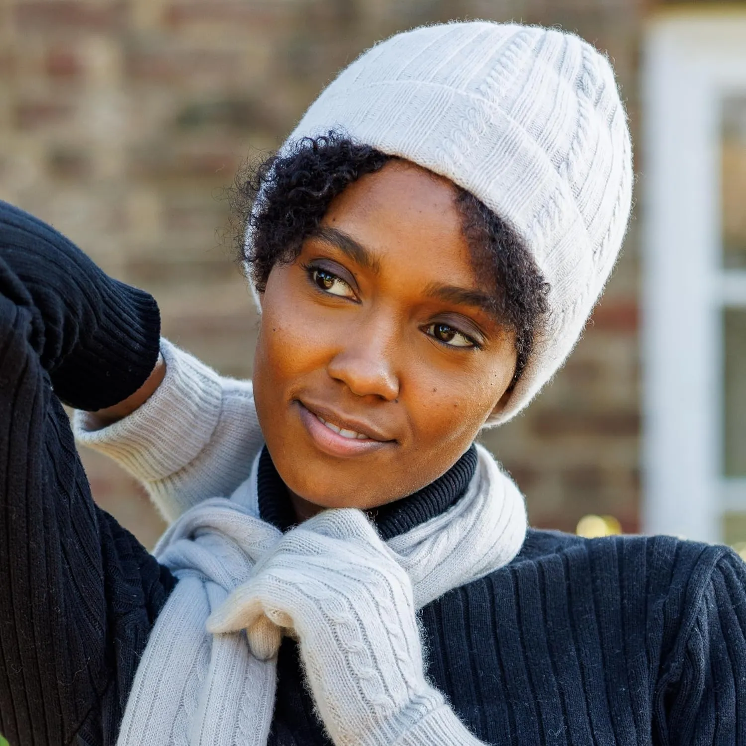 Fishers Finery Women's 100% Pure Cashmere Cable Knit Hat; Super Soft; Cuffed