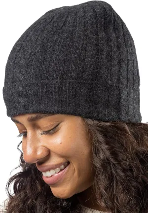 Fishers Finery Women's 100% Pure Cashmere Cable Knit Hat; Super Soft; Cuffed