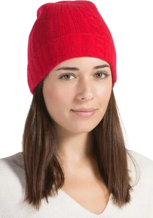 Fishers Finery Women's 100% Pure Cashmere Cable Knit Hat; Super Soft; Cuffed