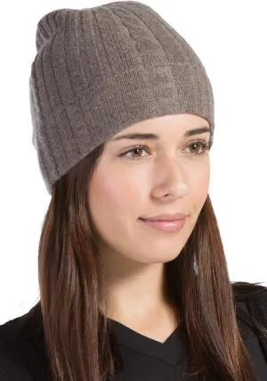 Fishers Finery Women's 100% Pure Cashmere Cable Knit Hat; Super Soft; Cuffed