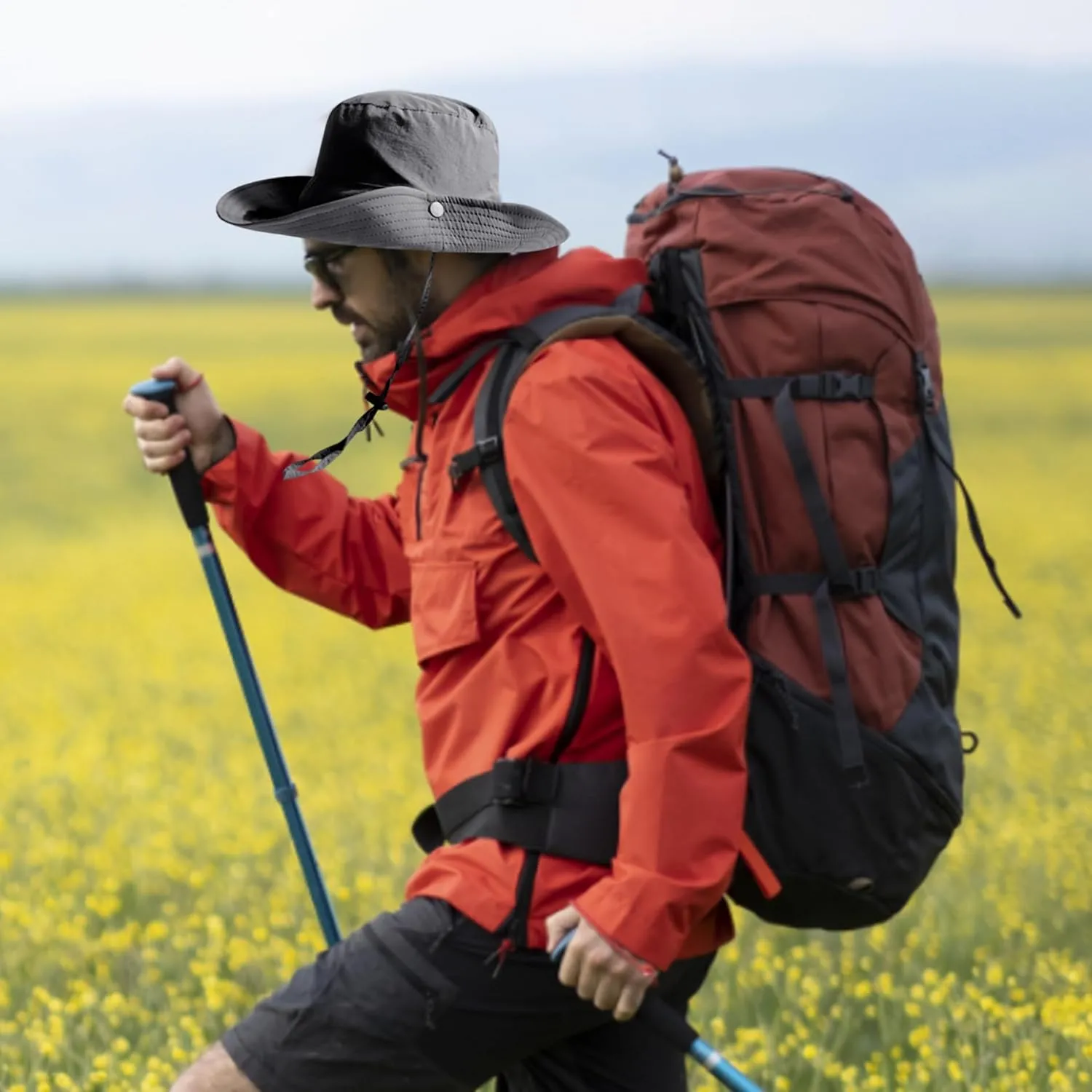 Fishing Hat Mens Wide Brim Sun Hat Outdoor UPF 50  Waterproof Boonie Hat for Summer Fishing Hiking, Summer Hats