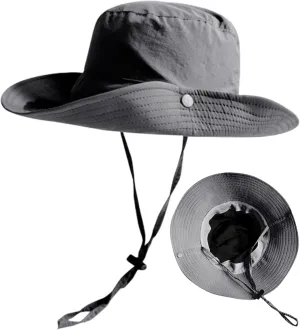 Fishing Hat Mens Wide Brim Sun Hat Outdoor UPF 50  Waterproof Boonie Hat for Summer Fishing Hiking, Summer Hats