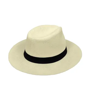 FixtureDisplays® 2PK Summer Beach Sun Hats for Men Women, S/M 6 3/4 to 7 1/8 Size Panama Hat Straw Fedora Wide Brim Hat Cream-Coloured 22156-NPF