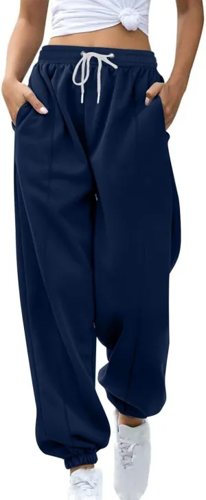 Fleece Joggers for Women Ankle Athletic Pants with Pockets Loose Sweatpants High Waisted Sweat Pull on Jogger Pants