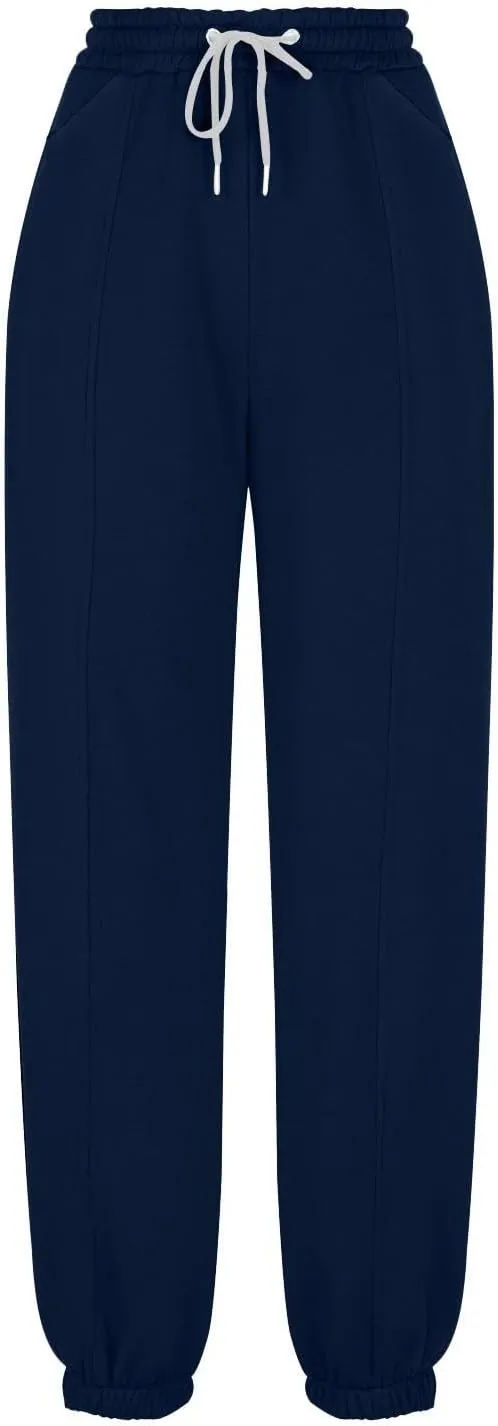 Fleece Joggers for Women Ankle Athletic Pants with Pockets Loose Sweatpants High Waisted Sweat Pull on Jogger Pants
