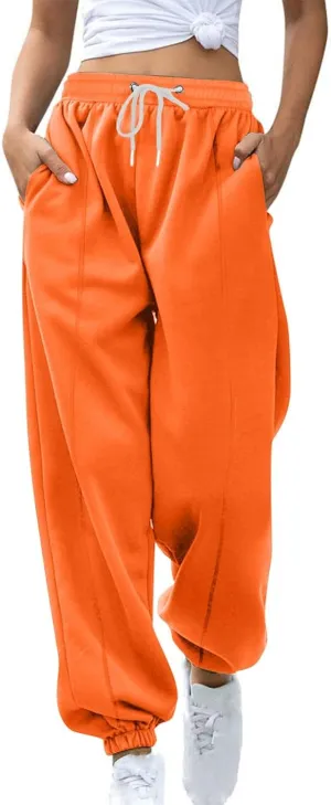 Fleece Lined Sweatpants Women Joggers with Pockets Loose High Waisted Sweat Pants Athletic Workout Track Pants