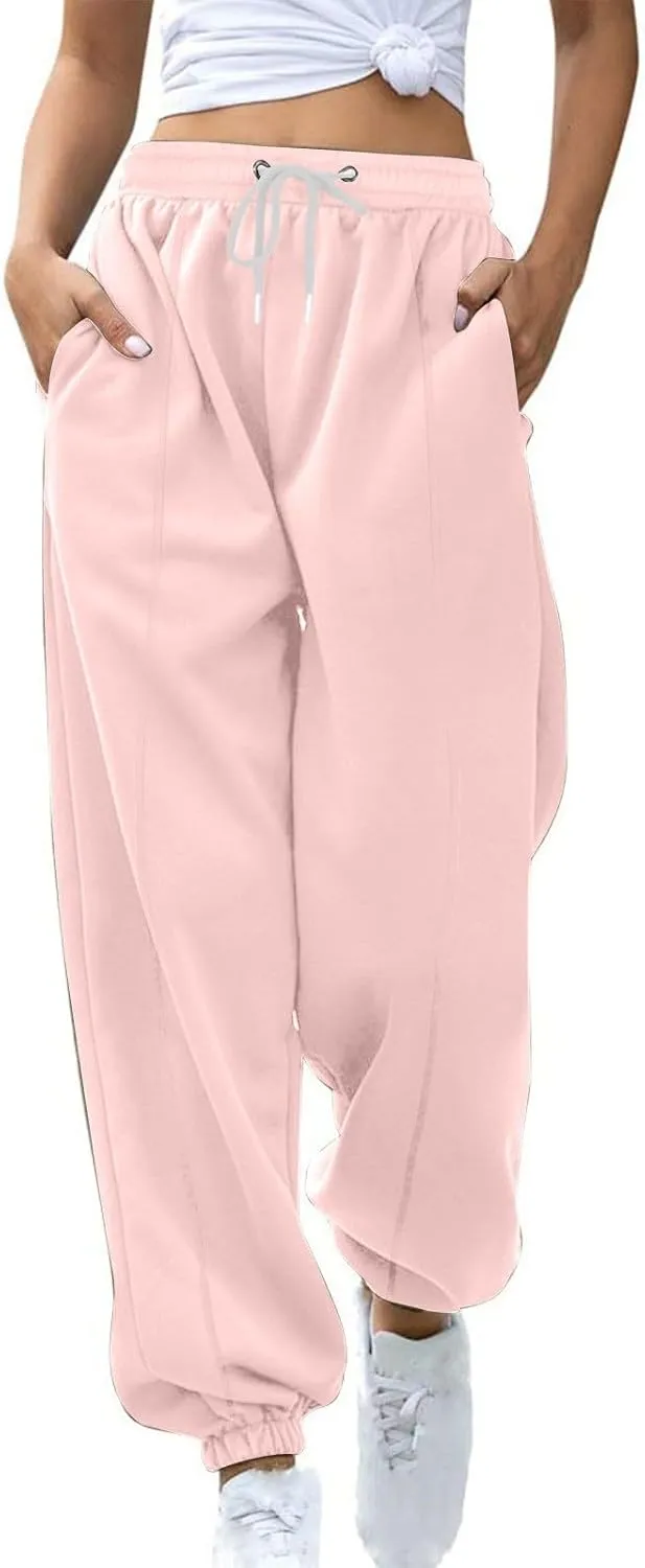 Fleece Lined Sweatpants Women Joggers with Pockets Loose High Waisted Sweat Pants Athletic Workout Track Pants