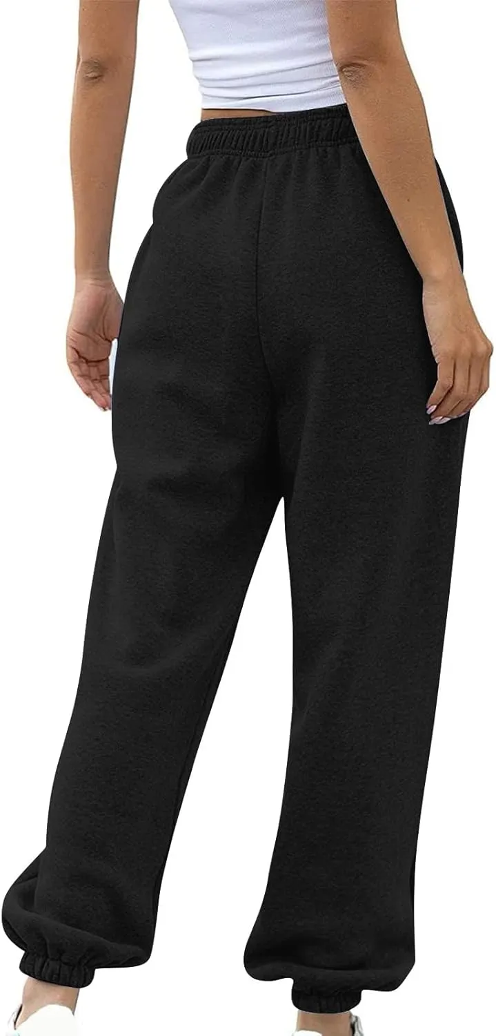 Fleece Sweatpants Women Pants Waist Stretch Loose Christmas Dwarf Print Casual Pants Side Pocket Fleece Lined