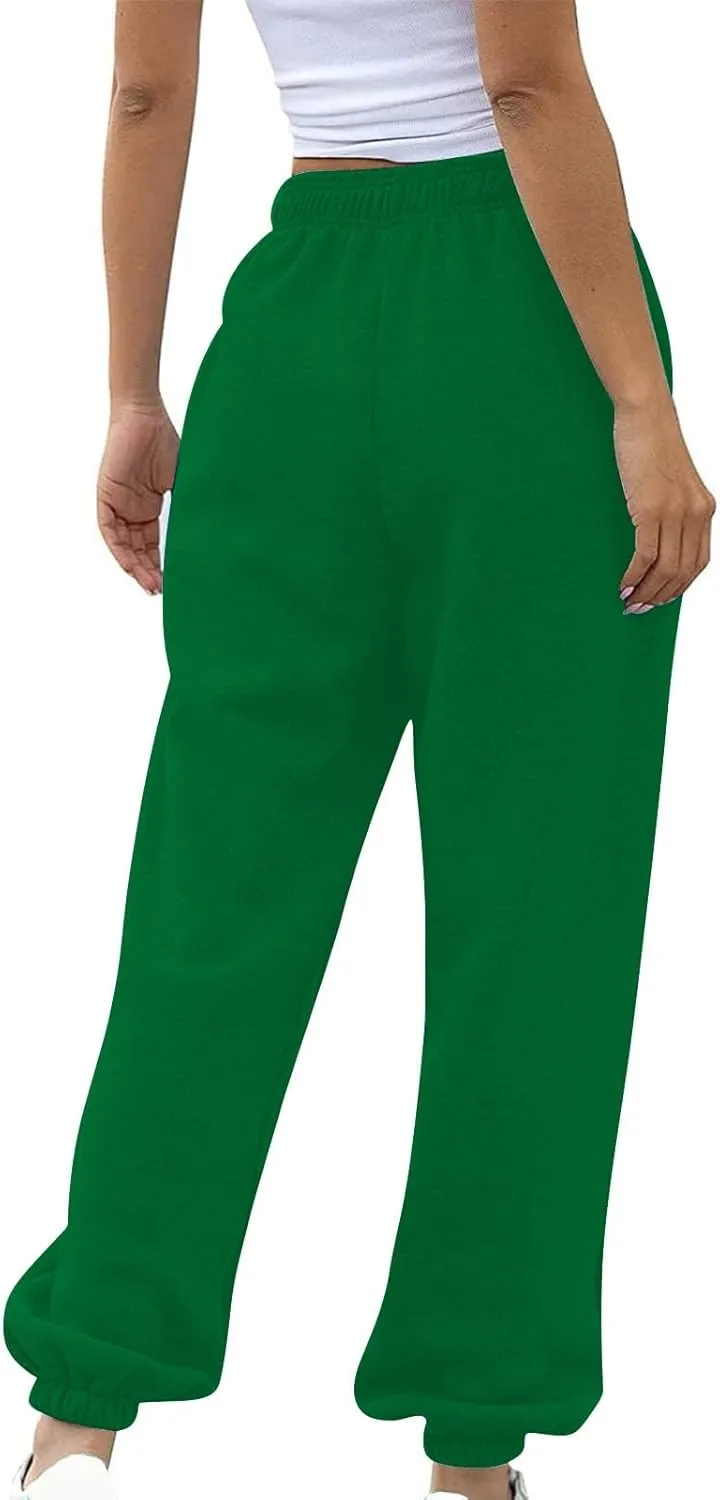 Fleece Sweatpants Women Pants Waist Stretch Loose Christmas Dwarf Print Casual Pants Side Pocket Fleece Lined