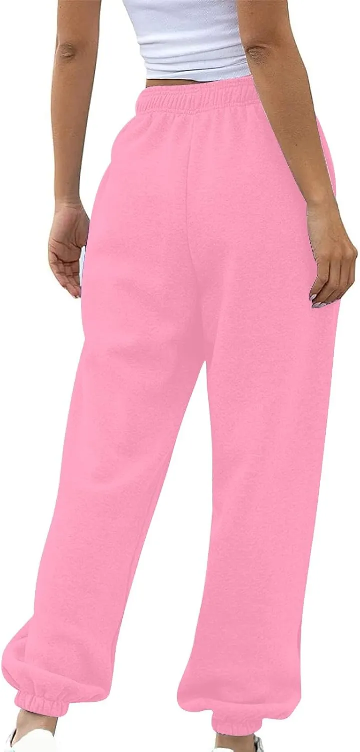 Fleece Sweatpants Women Pants Waist Stretch Loose Christmas Dwarf Print Casual Pants Side Pocket Fleece Lined