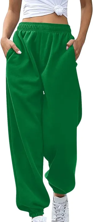 Fleece Sweatpants Women Pants Waist Stretch Loose Christmas Dwarf Print Casual Pants Side Pocket Fleece Lined