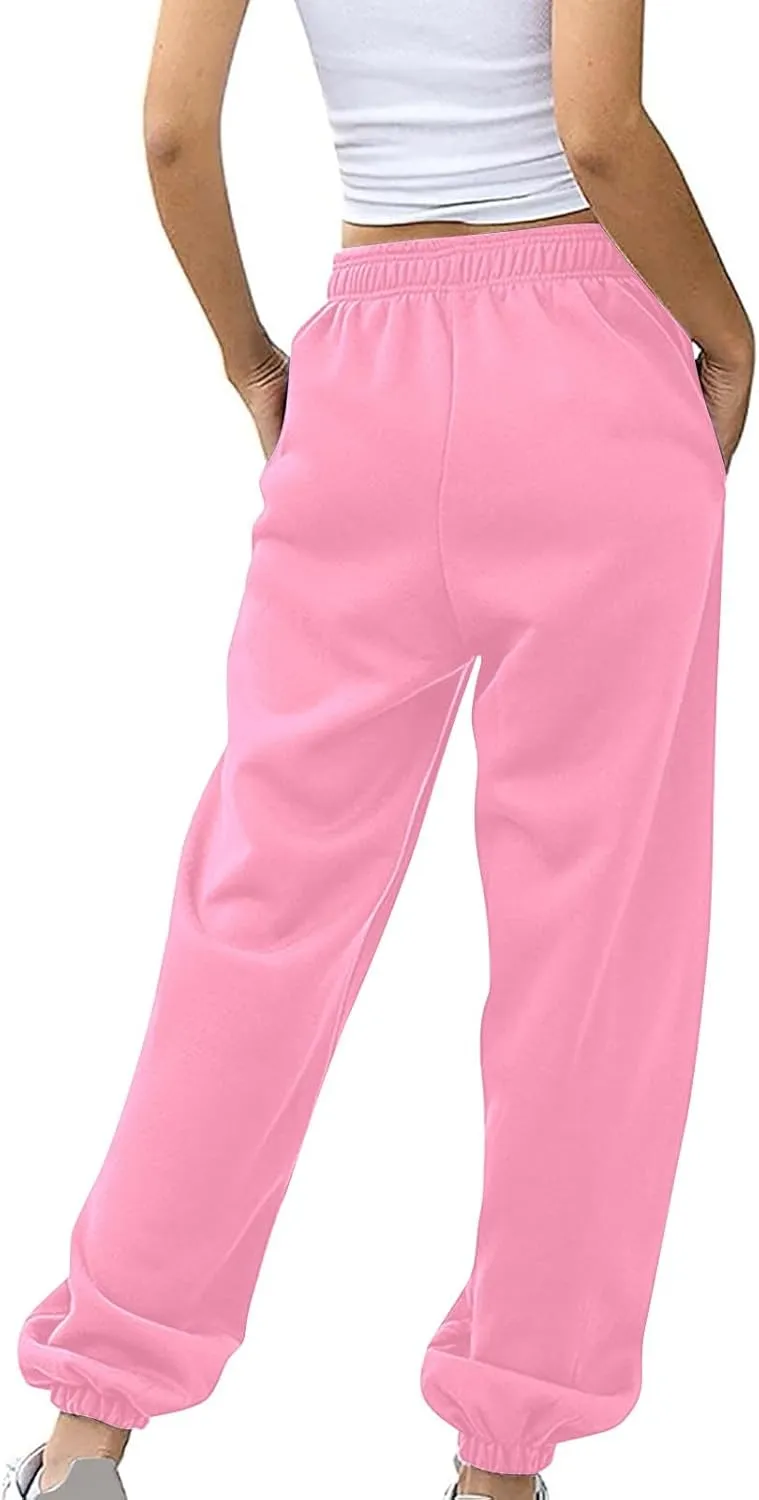 Fleece Sweatpants Women Pants Waist Stretch Loose Christmas Dwarf Print Casual Pants Side Pocket Fleece Lined