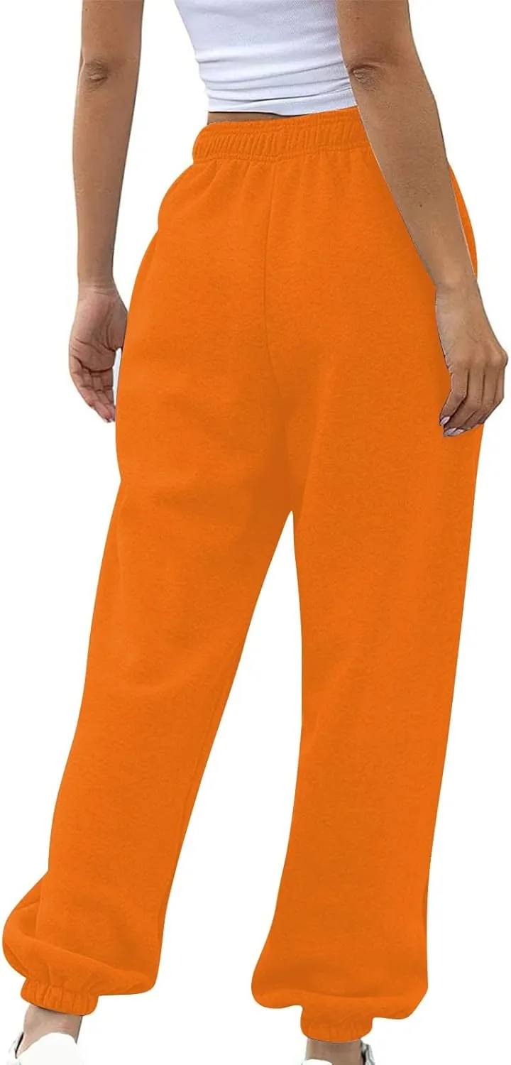 Fleece Sweatpants Women Pants Waist Stretch Loose Christmas Dwarf Print Casual Pants Side Pocket Fleece Lined