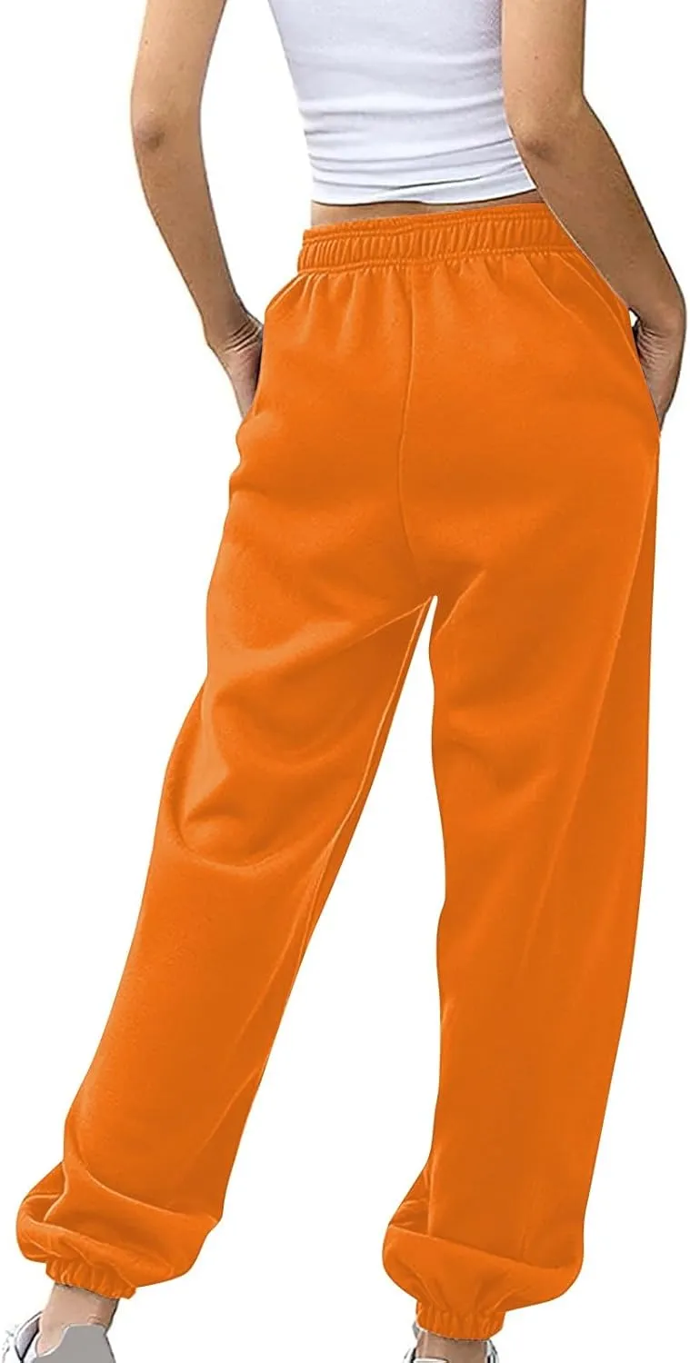 Fleece Sweatpants Women Pants Waist Stretch Loose Christmas Dwarf Print Casual Pants Side Pocket Fleece Lined
