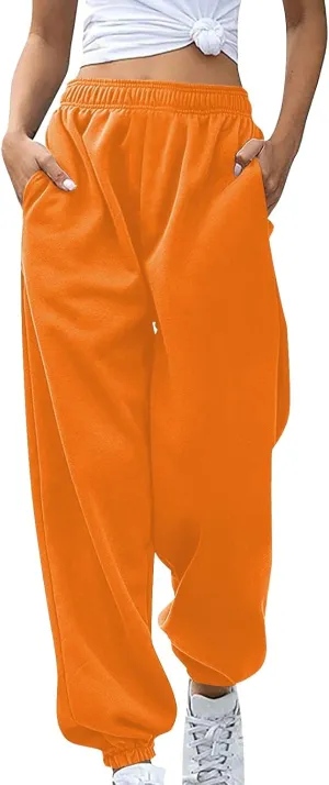 Fleece Sweatpants Women Pants Waist Stretch Loose Christmas Dwarf Print Casual Pants Side Pocket Fleece Lined