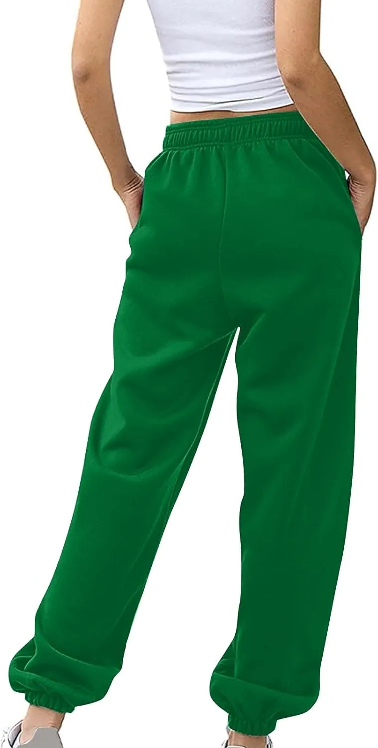 Fleece Sweatpants Women Pants Waist Stretch Loose Christmas Dwarf Print Casual Pants Side Pocket Fleece Lined
