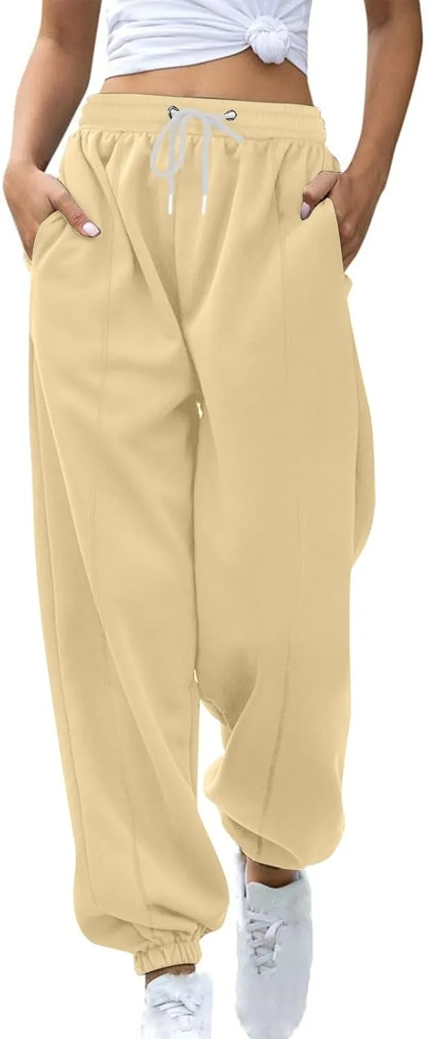 Fleece Womens Joggers with Pockets Loose Sweatpants High Waisted Sweat Pants Athletic Ankle Pull on Jogger Pants