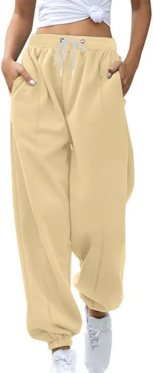 Fleece Womens Joggers with Pockets Loose Sweatpants High Waisted Sweat Pants Athletic Ankle Pull on Jogger Pants