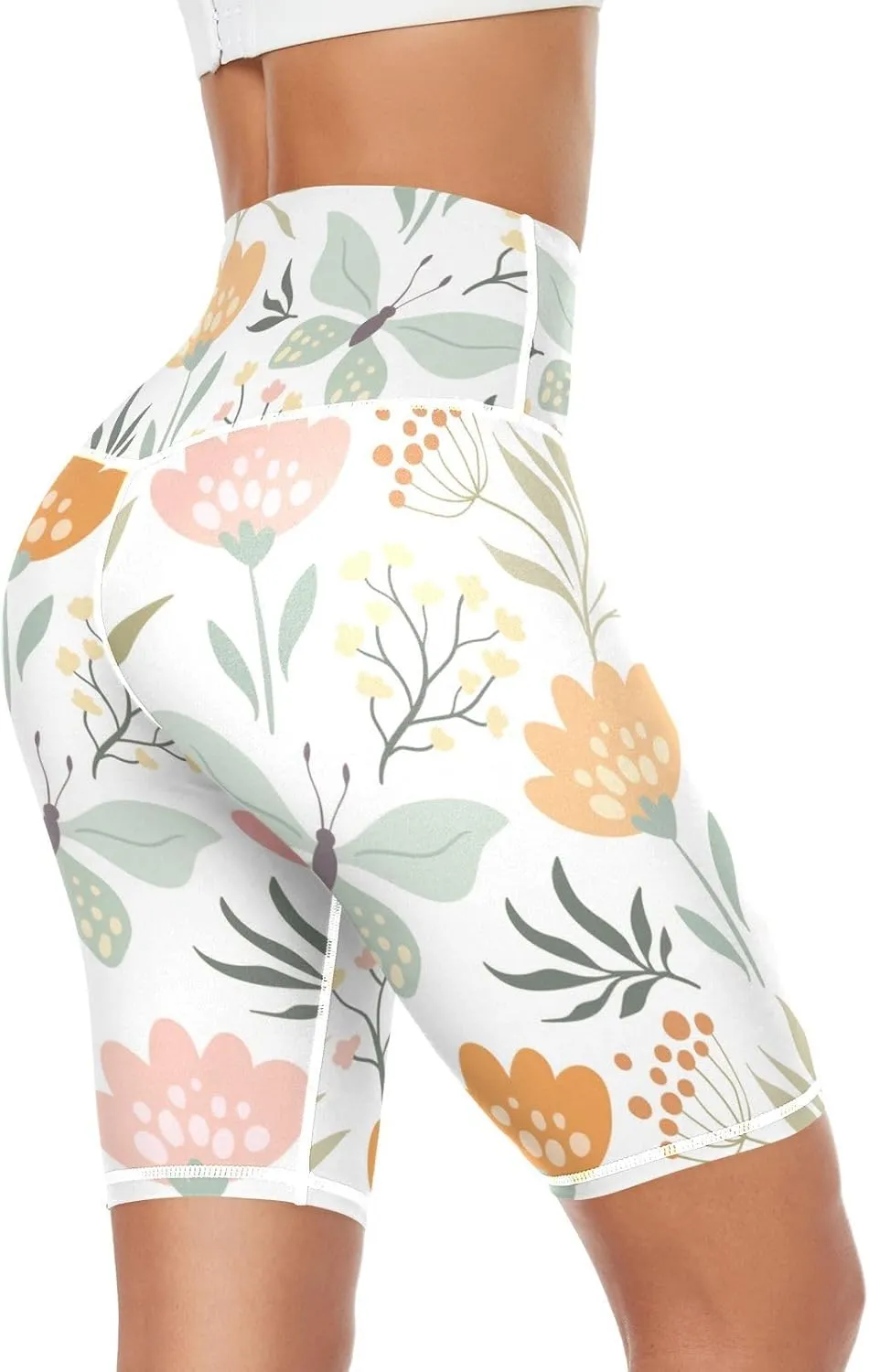 Floral Butterflies Printed Yoga Leggings for Women Activewear Buttery Soft Leggings for Women X-Small