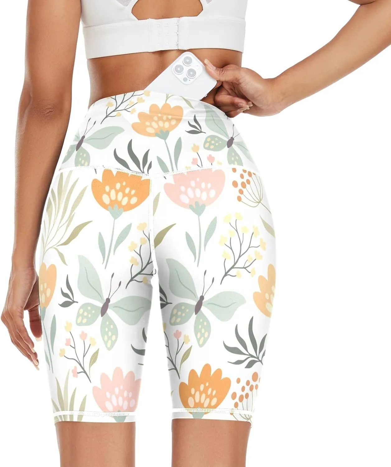 Floral Butterflies Printed Yoga Leggings for Women Activewear Buttery Soft Leggings for Women X-Small