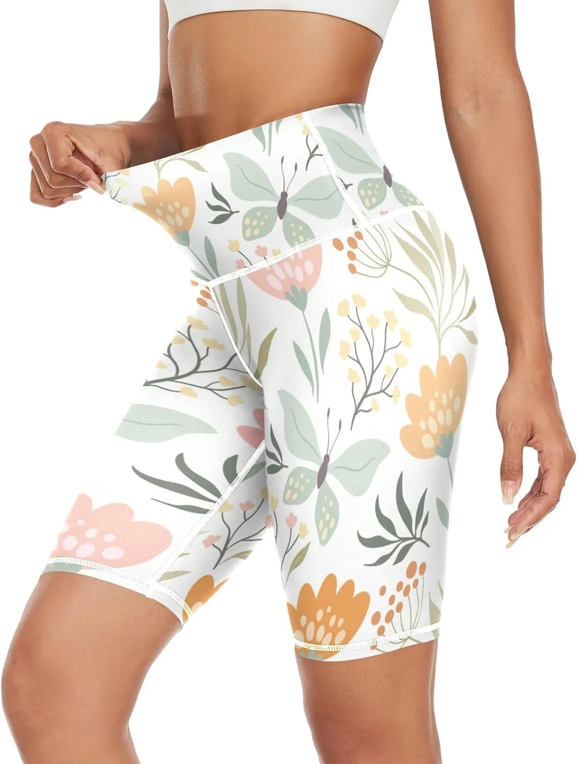 Floral Butterflies Printed Yoga Leggings for Women Activewear Buttery Soft Leggings for Women X-Small