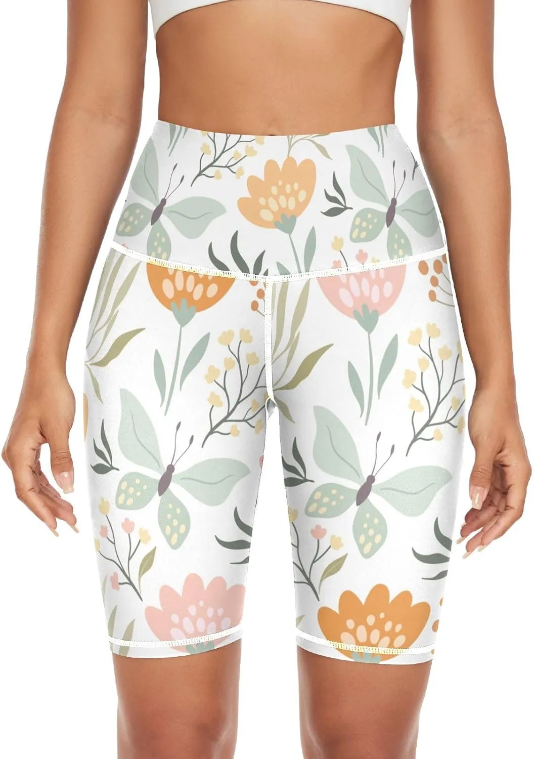 Floral Butterflies Printed Yoga Leggings for Women Activewear Buttery Soft Leggings for Women X-Small